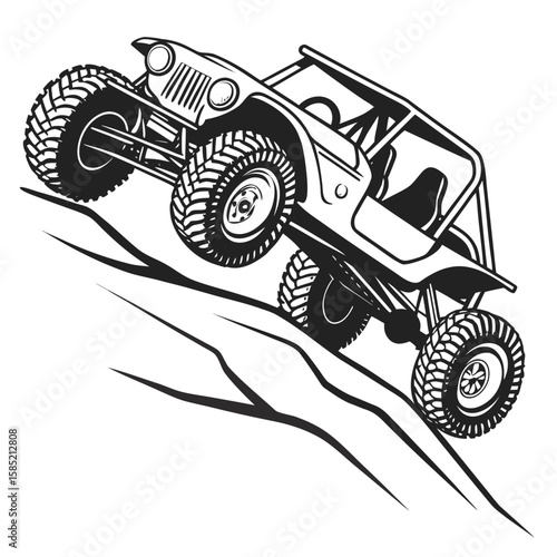 Off road buggy climbing steep incline vehicle extreme sports