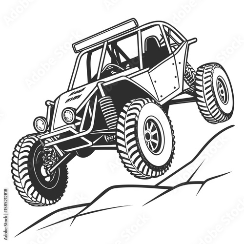Off road buggy jumping over terrain dune buggy sand rail