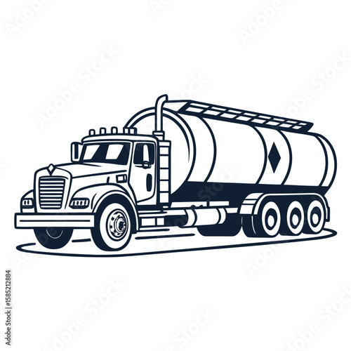 Large tanker truck outline vehicle transportation
