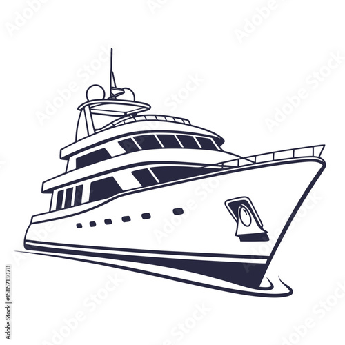 Luxury yacht illustration clean lines boat watercraft