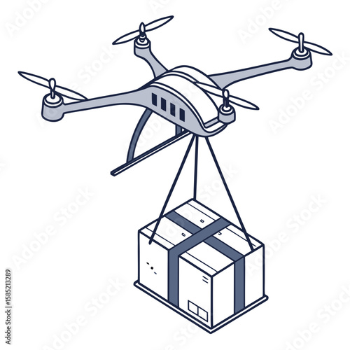 Quadcopter drone delivering package delivery parcel