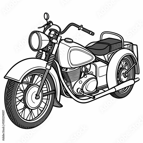 Retro motorcycle with sidecar vintage transport
