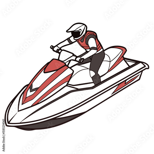 Rider on a white jet ski with red accents watercraft