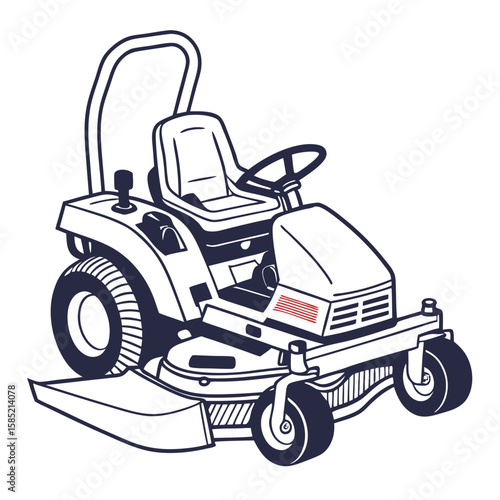 Riding mower with red accents tractor lawn care