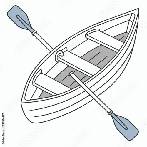 Simple rowboat with oars watercraft nautical