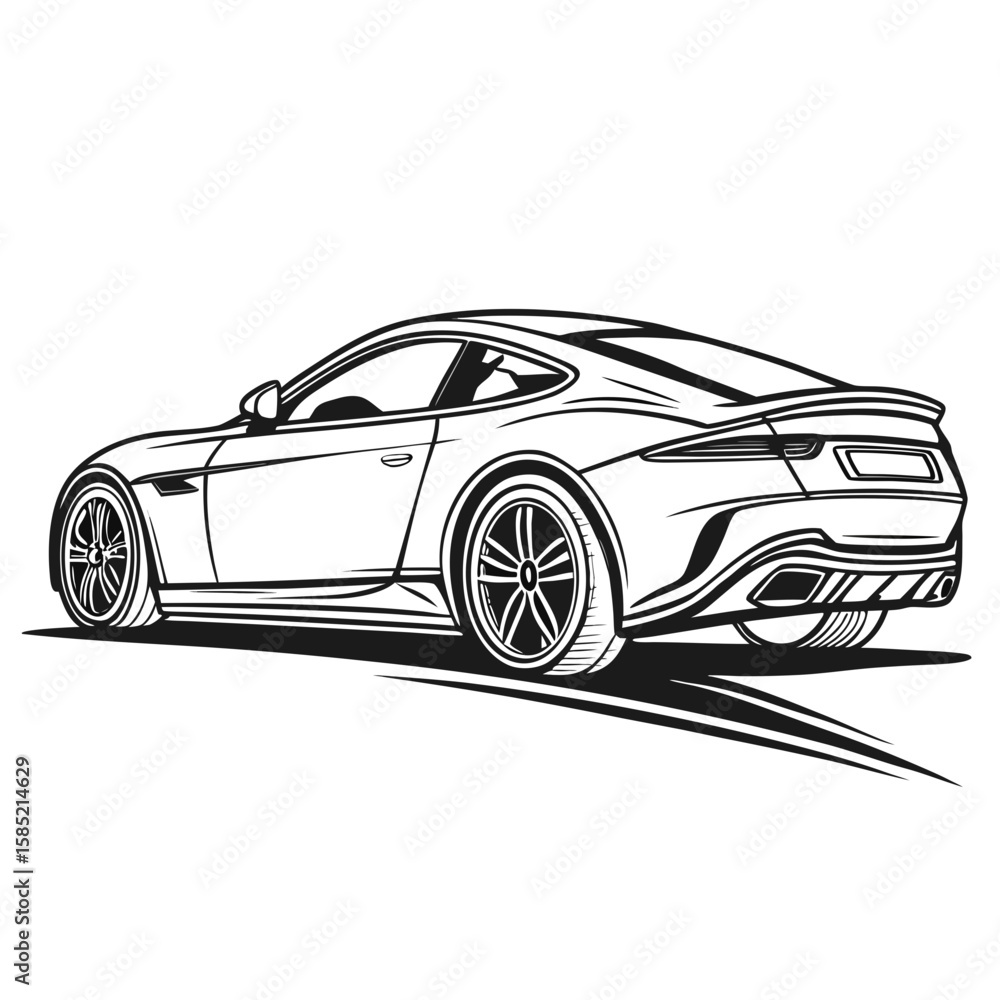 Naklejka premium Sleek black sports sedan with dynamic lines sports car