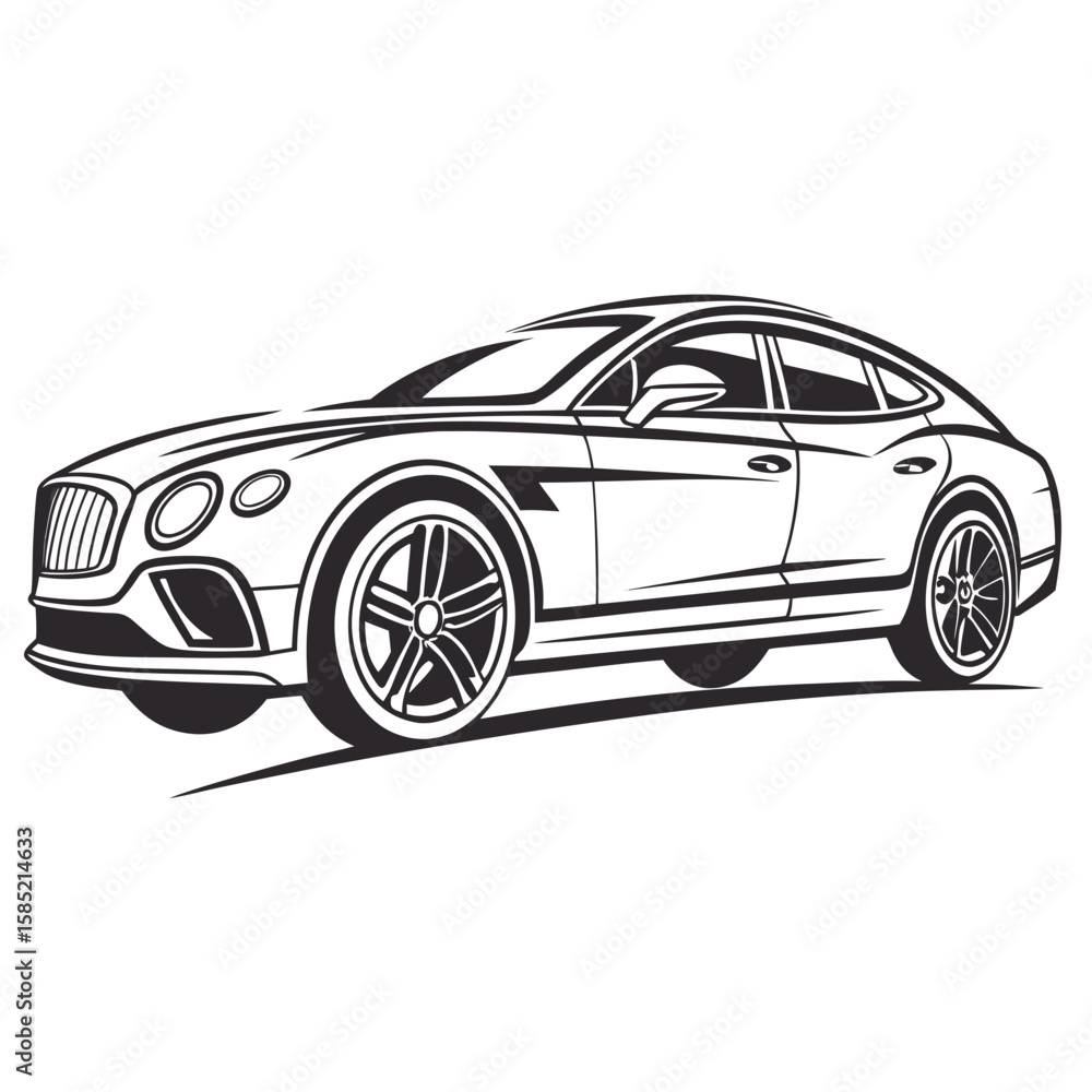 Naklejka premium Sleek black sports sedan with chrome accents luxury car