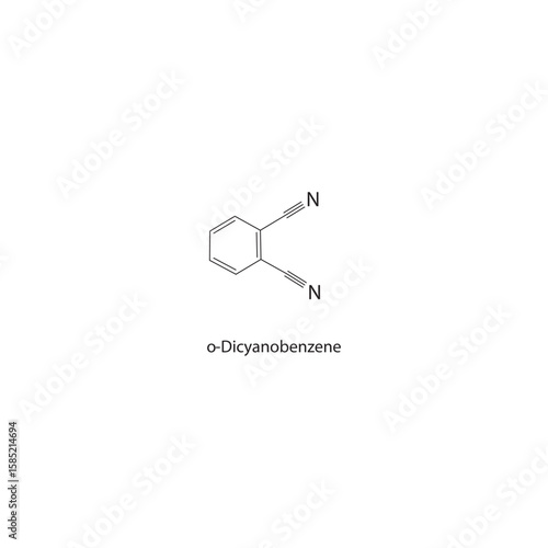 o-Dicyanobenzene skeletal structure. aromatic dinitrile compound schematic illustration. Simple diagram, chemical formula.
