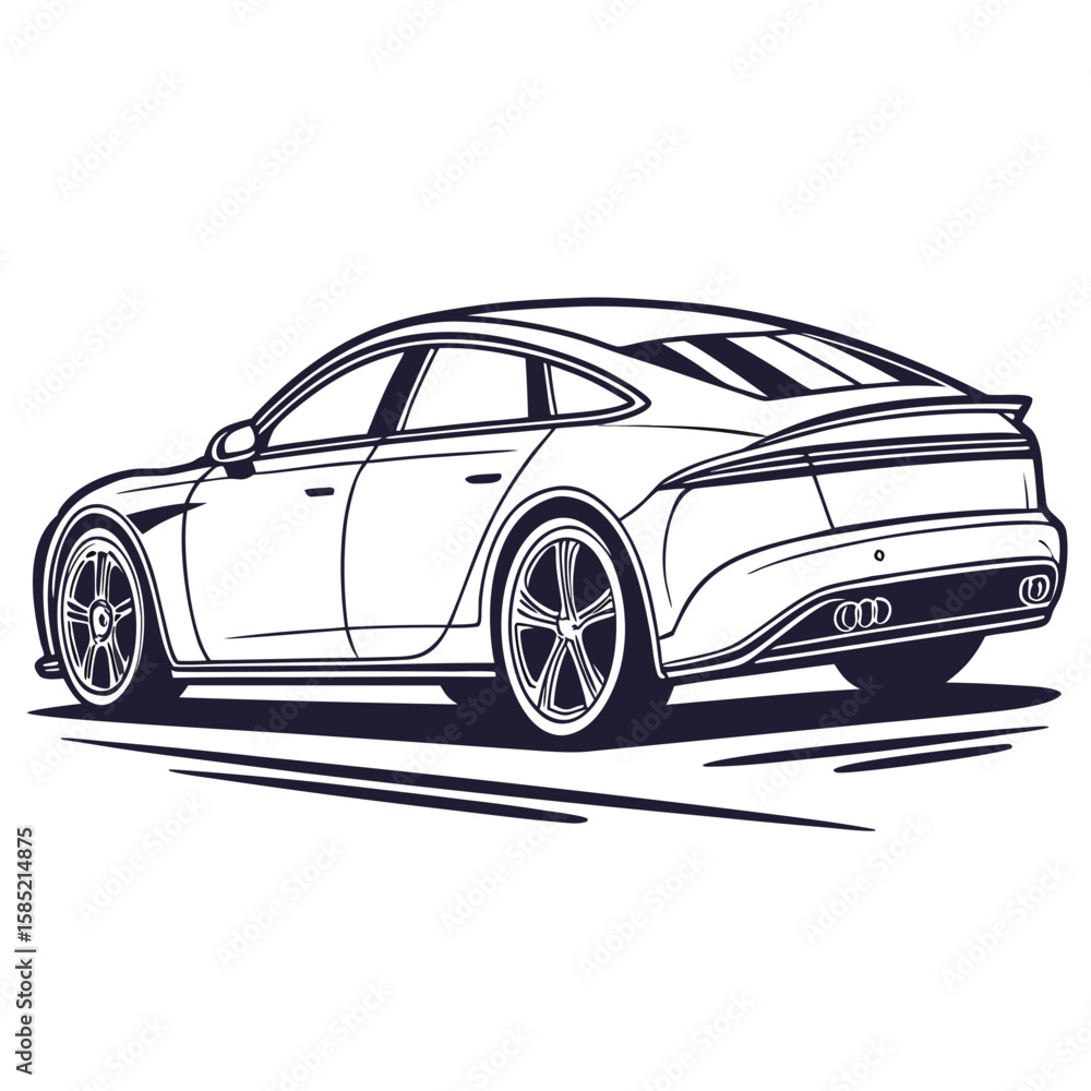 Fototapeta premium Sleek electric sedan silhouette automotive vehicle