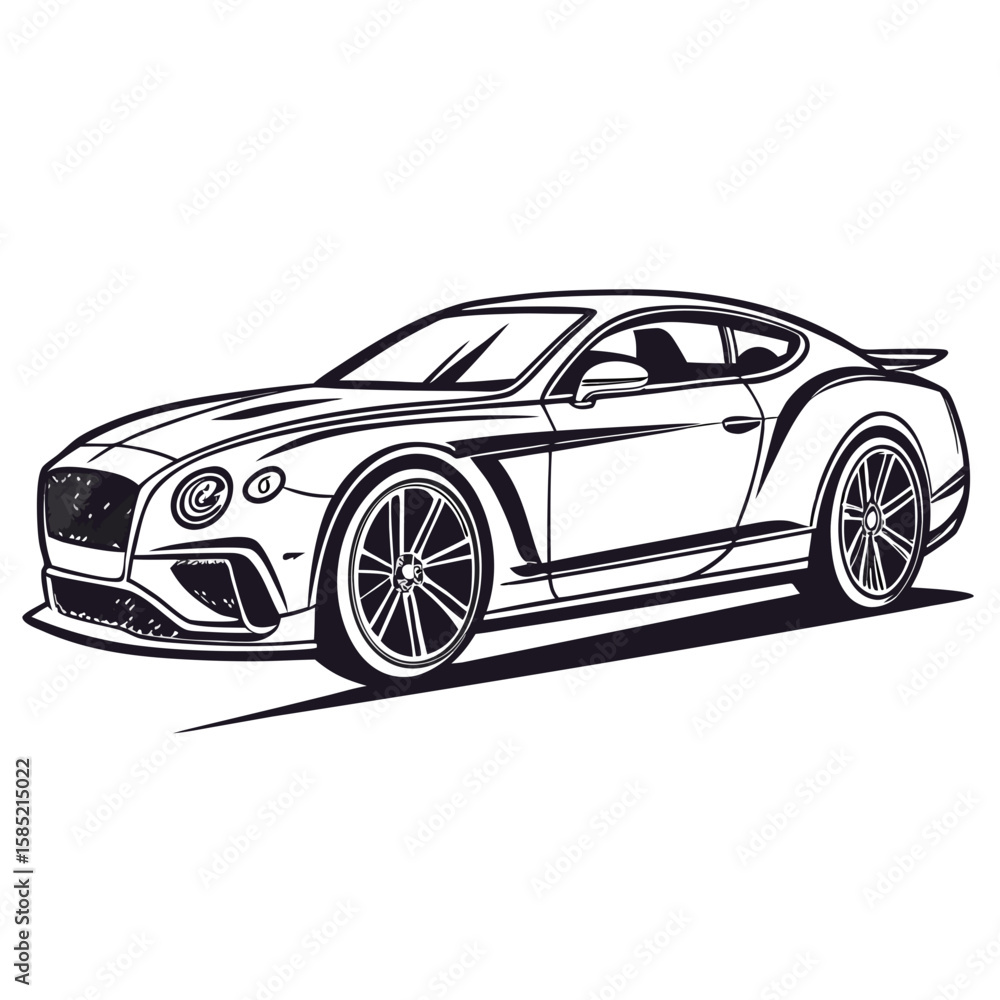 Naklejka premium Sleek luxury coupe automobile luxury car sports car