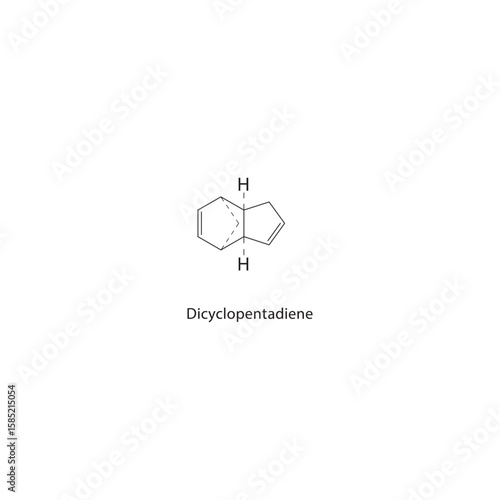 Dicyclopentadiene skeletal structure. diene hydrocarbon compound schematic illustration. Simple diagram, chemical formula.