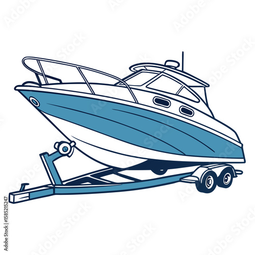 Sleek Speed Boat on Trailer watercraft marine