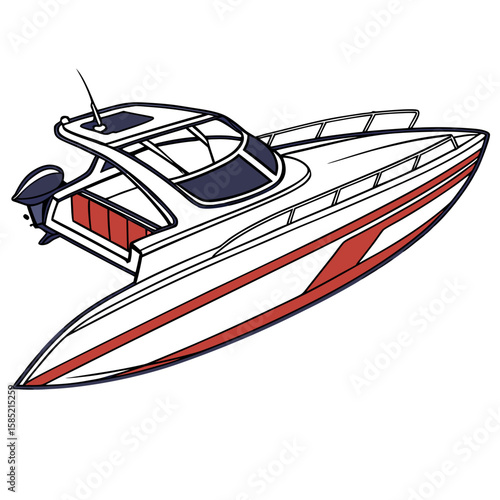 Sleek speed boat with red stripes motorboat yacht