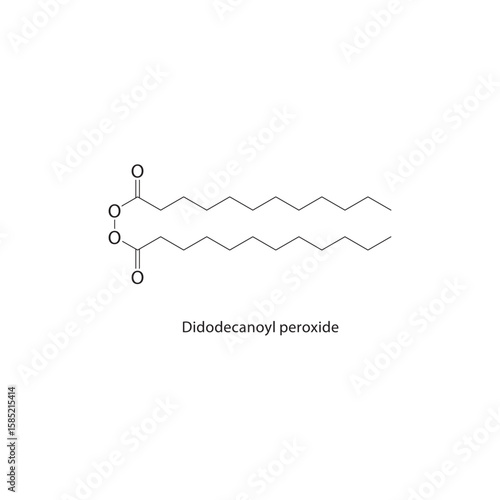 Didodecanoyl peroxide skeletal structure. organic peroxide compound schematic illustration. Simple diagram, chemical formula.