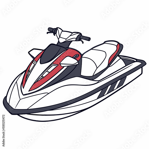 Sleek white red and black jet ski watercraft personal watercraft