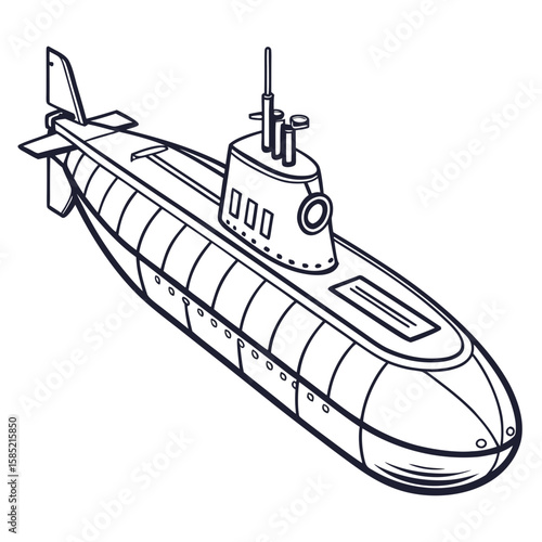 Submarine outline illustration naval vessel
