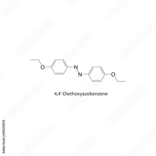 4,4’-Diethoxyazobenzene skeletal structure. azo compound compound schematic illustration. Simple diagram, chemical formula.
