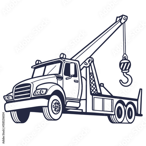 Tow truck with crane and hook flatbed vehicle