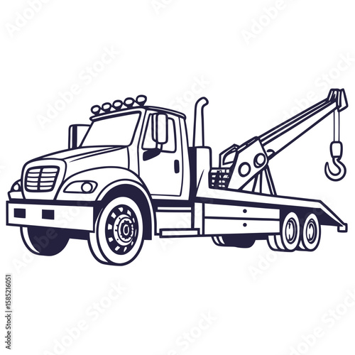 Tow Truck with Crane and Hook flatbed vehicle