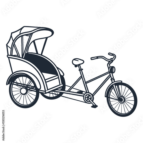 Rickshaw bicycle transport with canopy vehicle three wheel