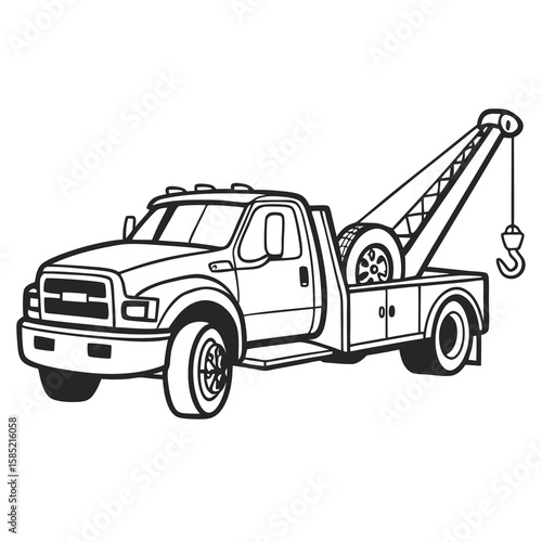 Tow truck with hook and wheel vehicle transport