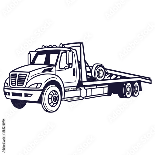 Tow truck with flatbed vehicle transport