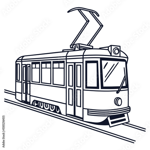 Trolley public transport vehicle on tracks tram streetcar