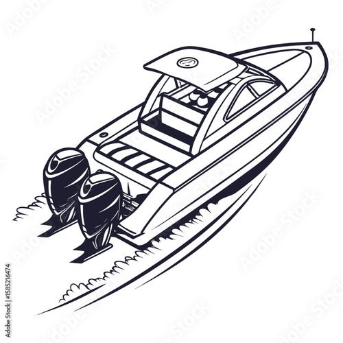 Twin engine speed boat marine watercraft
