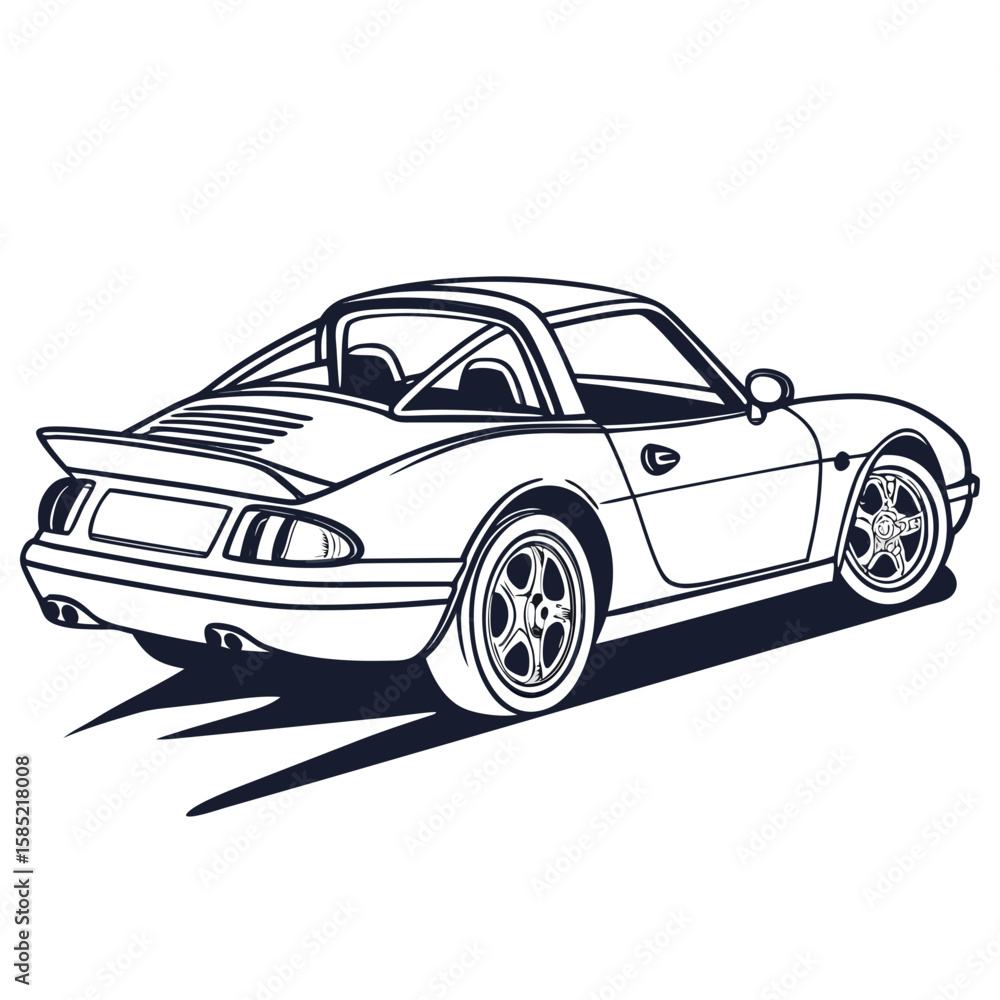 Fototapeta premium Sleek convertible sports car with spoiler and racing wheels coupe automotive