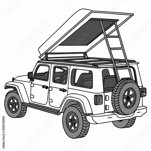 White convertible S U V with open roof vehicle outdoor