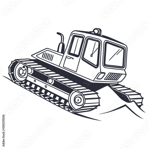Snow groomer vehicle on white background tracked vehicle winter