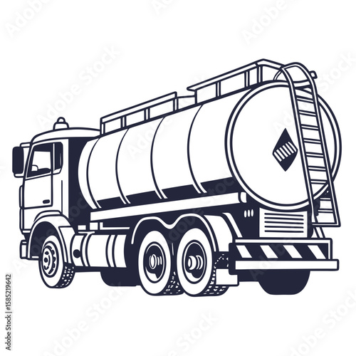 Tanker truck with ladder and hazard symbol vehicle transportation