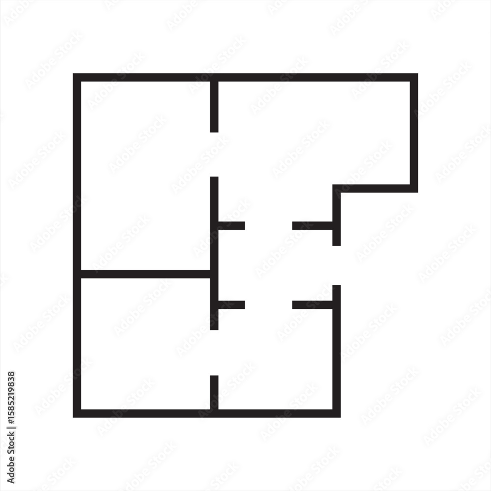 Fototapeta premium Line icon of house floor plan used in architectural and building design. Editable stroke. vector illustration