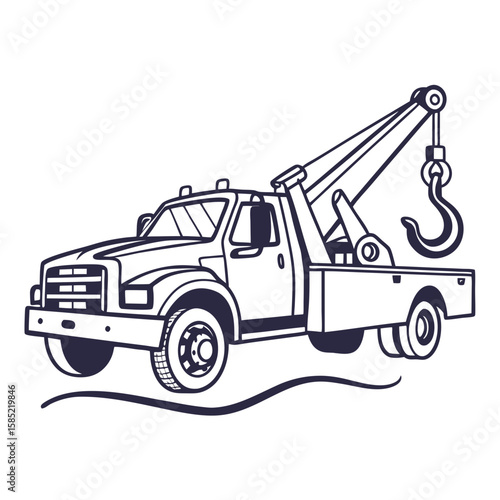 Tow truck crane hook rescue vehicle vector