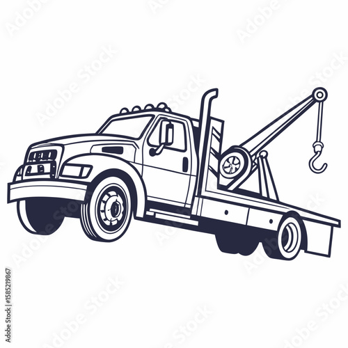 Tow truck with flatbed and hook flatbed truck towing
