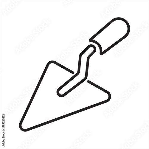 Outline icon of trowel used in plastering and masonry work. Editable stroke. vector illustration