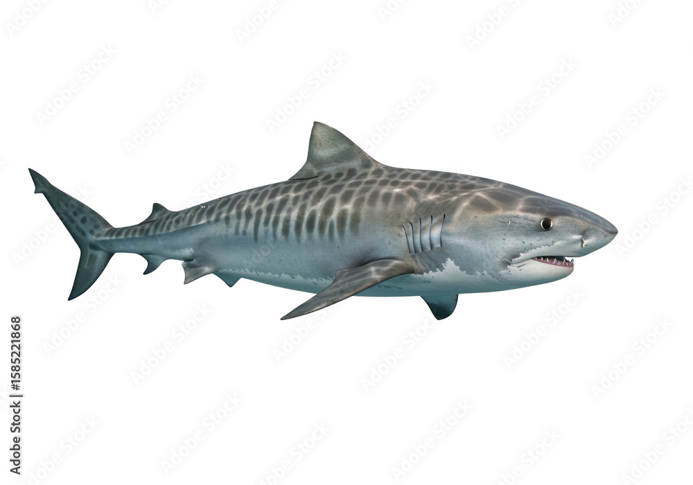 Obraz premium Isolated Tiger Shark Detailed Marine Predator
