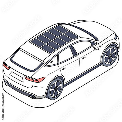 White futuristic sedan with solar panels on roof solar powered car futuristic vehicle