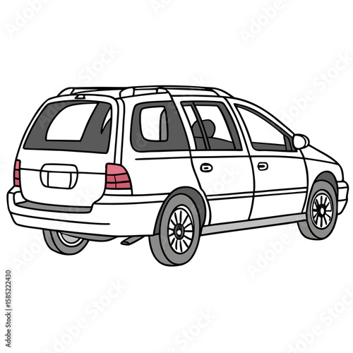 White minivan wagon with tinted windows and roof rack vehicle