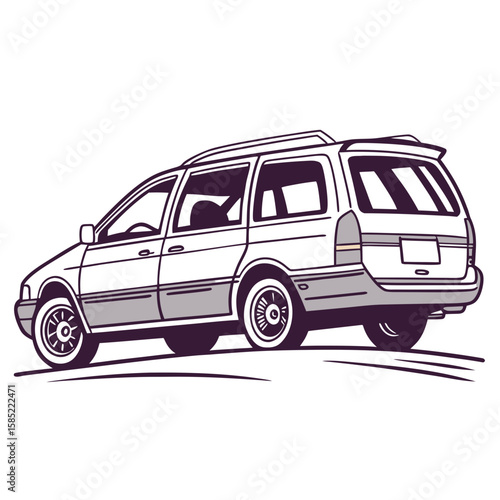 White minivan with purple outline and grey accents vehicle transportation