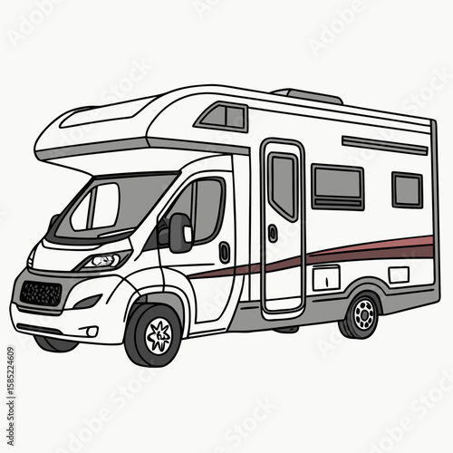 White motorhome with grey and maroon accents campervan