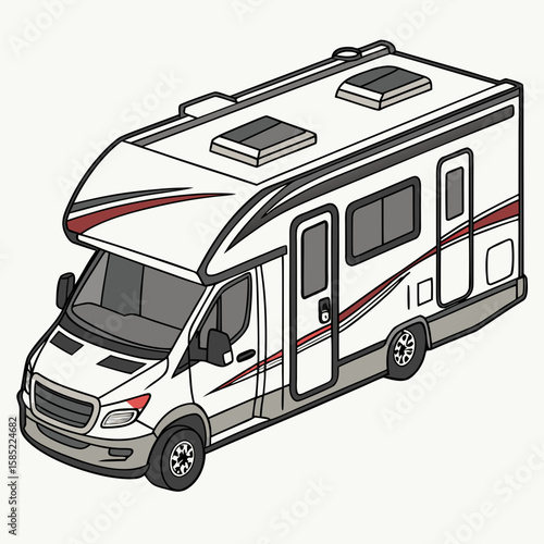 White motorhome with red stripe accents camper travel