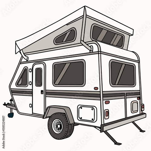 White pop up camper travel trailer camping recreational vehicle