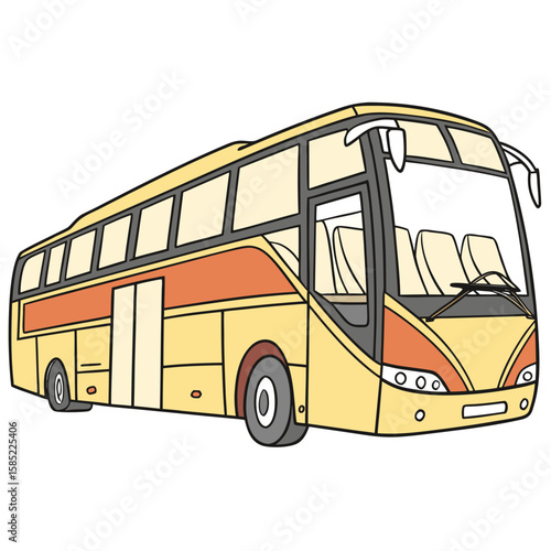 Yellow and orange long bus coach passenger transport