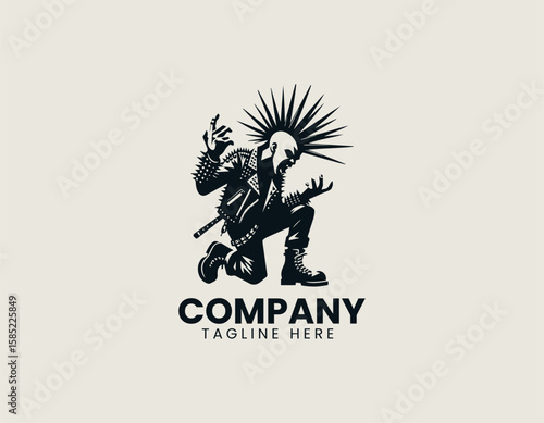 Edgy Punk Rocker Mohawk Rebel Attitude Music Vector Logo Design