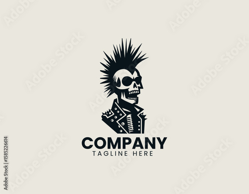Edgy Punk Rocker Mohawk Rebel Attitude Music Vector Logo Design