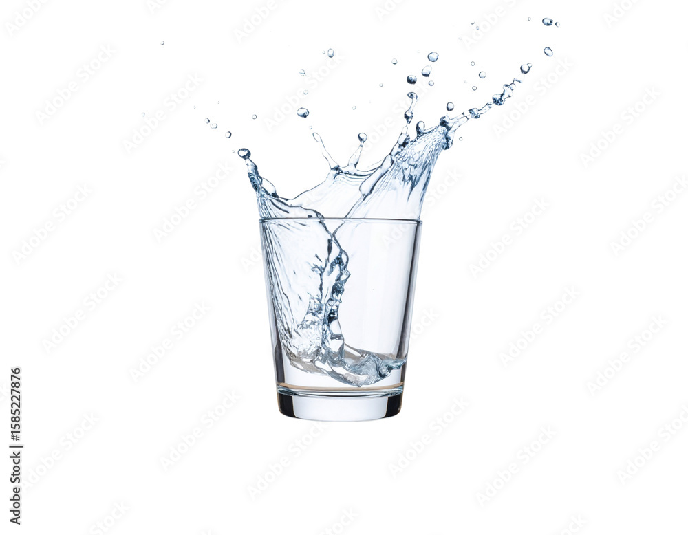 Dramatic Water Splash in Glass Tumbler on Wooden Shelf, Isolated PNG Dramatic Water Splash in Glass Tumbler on Wooden Shelf, Isolated PNG