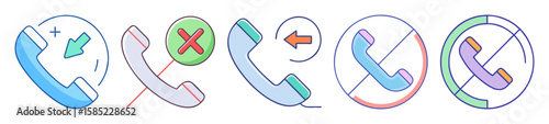 Phone call status icons, including incoming, outgoing, missed, rejected and unavailable
