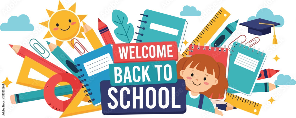 Fototapeta premium Back To School background Vector illustration design