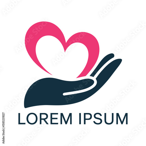 Heart shape held in hand concept for charity healthcare or social services logo
